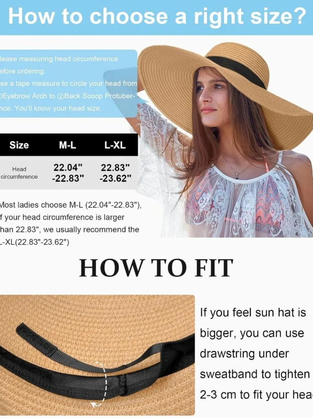 Wide Brim Floppy Sun Hat for Women | Foldable Straw Beach Hat with Adjustable